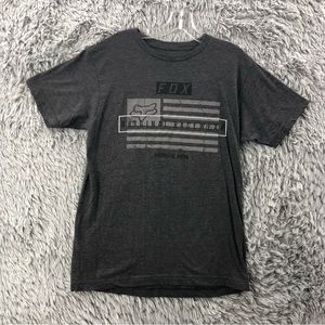 Fox Racing Tshirt Mens Medium Premium Fit Logo Spellout Grey Black Shirt